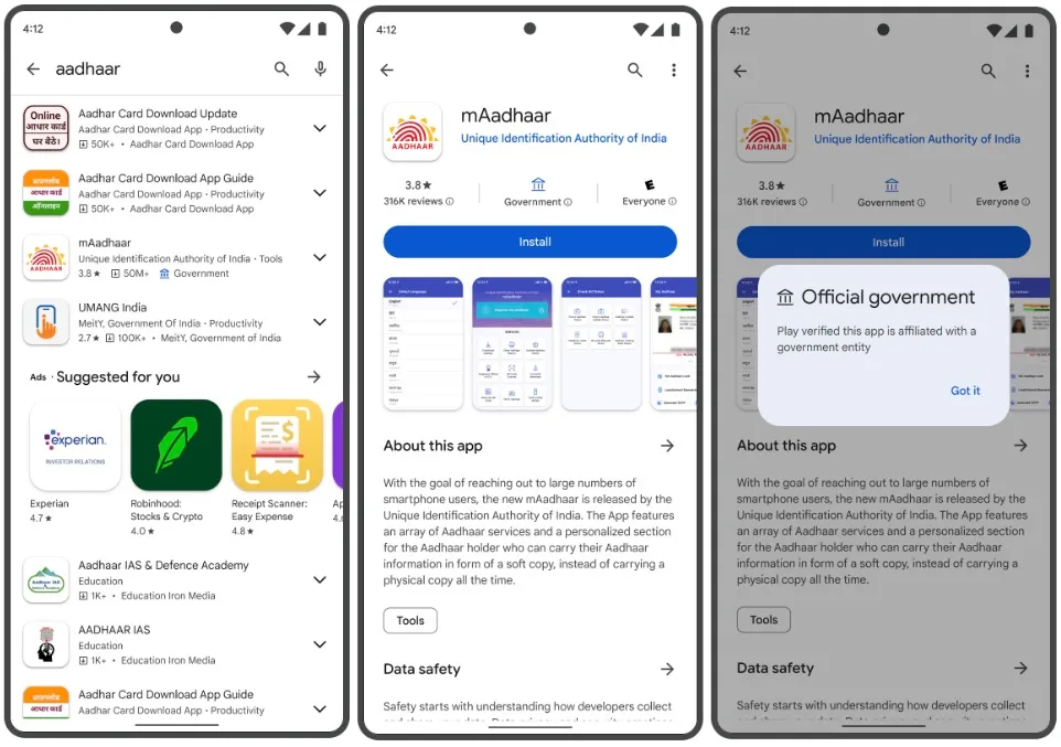 Google, Play Store’daki Devlete Ait Uygulamaları 
